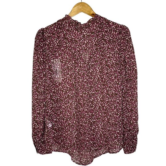 Ba&sh Pabi Printed Ruffle Neck Button Up Blouse Size M - Picture 3 of 15